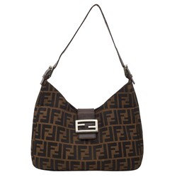 FENDI FENDI ZUCCA MONOGRAM FF TOBACCO BROWN SHOULDER BAG