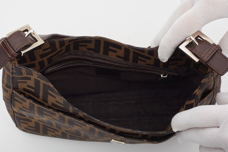 FENDI FENDI ZUCCA MONOGRAM FF TOBACCO BROWN SHOULDER BAG