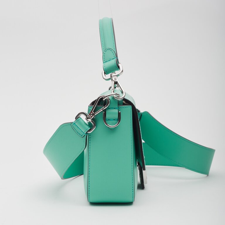 Tiffany T Card Case in Emerald Green colourblock Leather