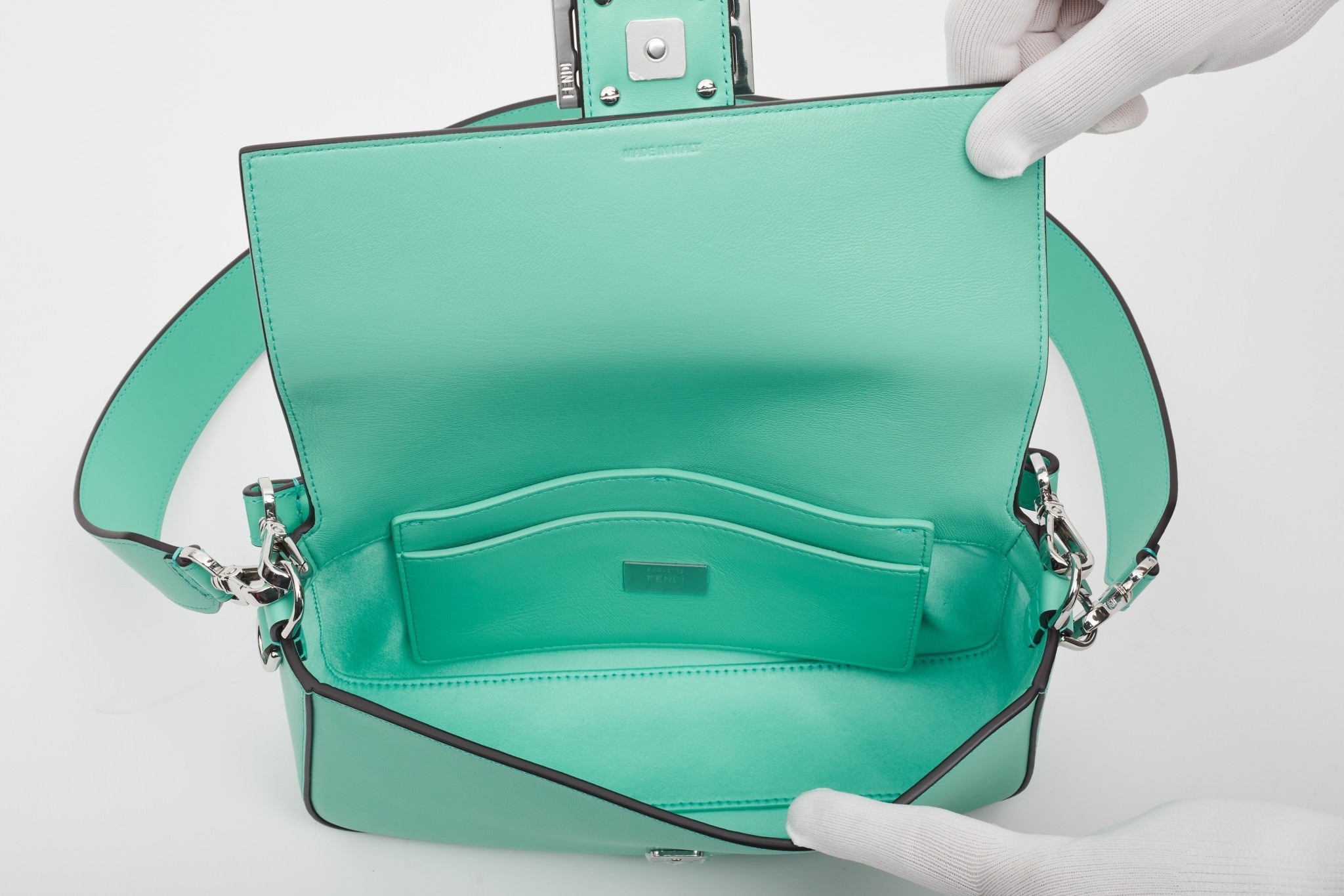 Tiffany x FENDI Medium Baguette in Tiffany Blue Leather with Sterling Silver