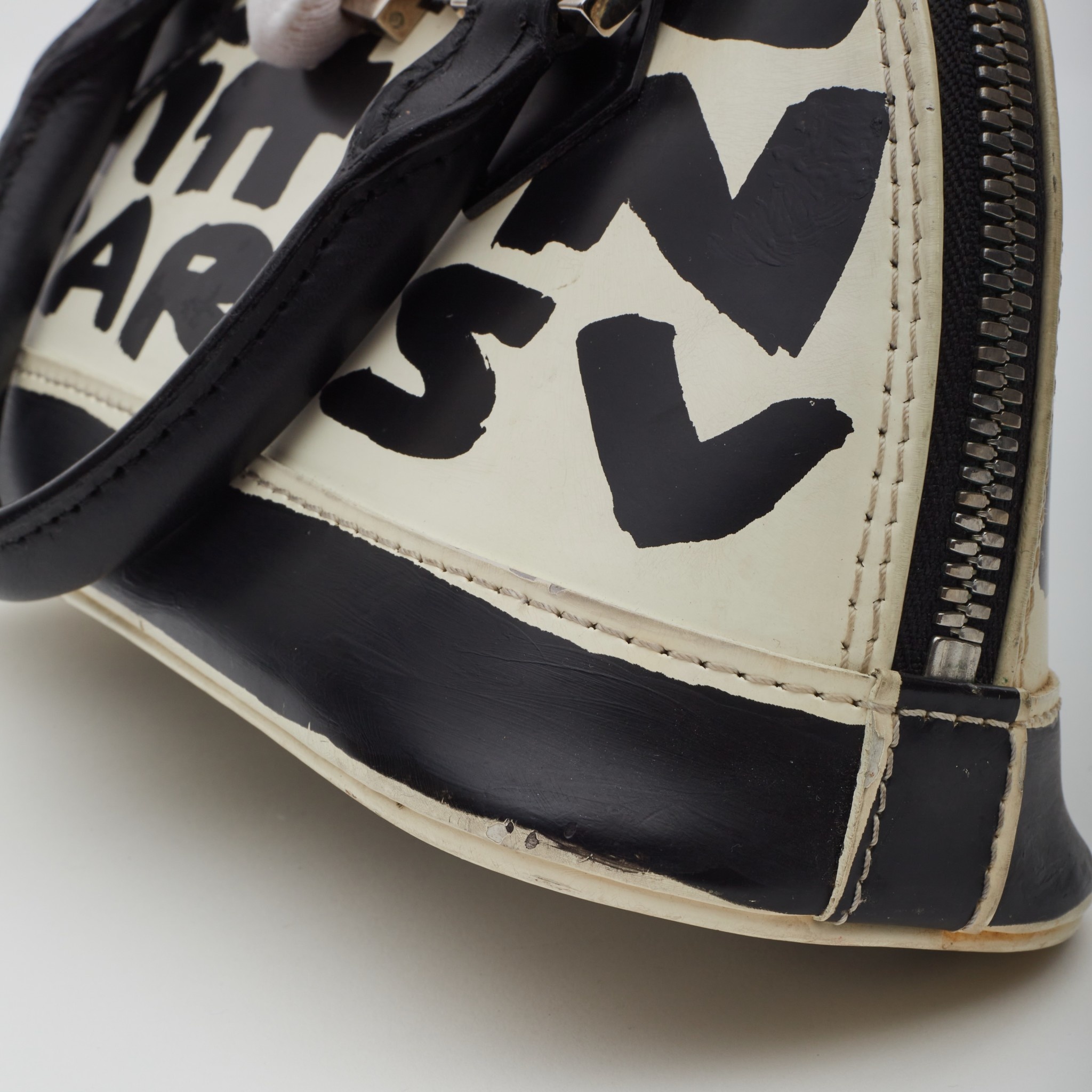 LOUIS VUITTON M92178 Graffiti Alma PM Hand Bag Leather Beige Blanc Ex++