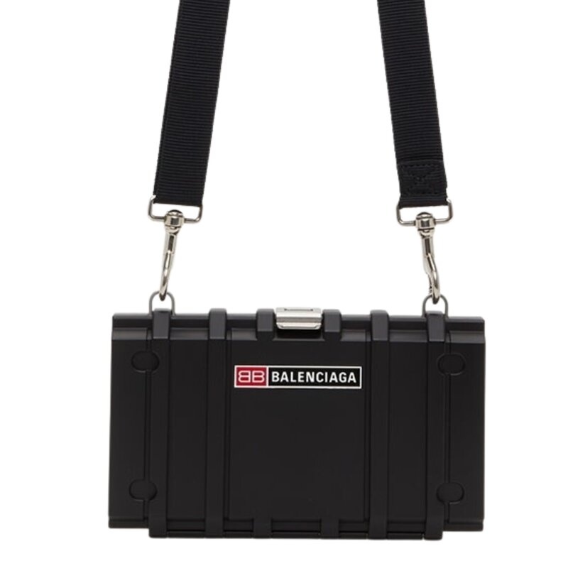 BALENCIAGA BLACK TOOLBOX CLUTCH CROSSBODY BAG