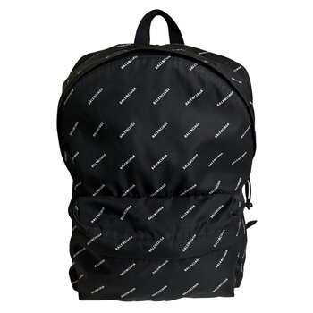 BALENCIAGA BALENCIAGA LOGOS NYLON BLACK WHITE EXPLORER BACKPACK