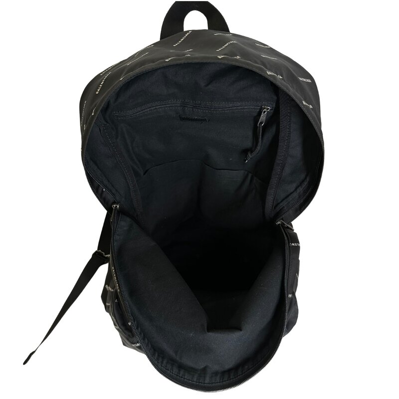 BALENCIAGA BALENCIAGA LOGOS NYLON BLACK WHITE EXPLORER BACKPACK