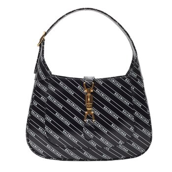 GUCCI X BALENCIAGA GUCCI X BALENCIAGA HACKER PROJECT BLACK LEATHER JACKIE SHOULDER BAG