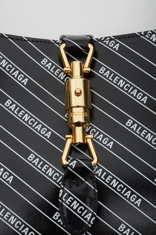 GUCCI X BALENCIAGA GUCCI X BALENCIAGA HACKER PROJECT BLACK LEATHER JACKIE SHOULDER BAG