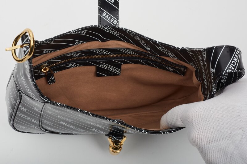 GUCCI X BALENCIAGA GUCCI X BALENCIAGA HACKER PROJECT BLACK LEATHER JACKIE SHOULDER BAG