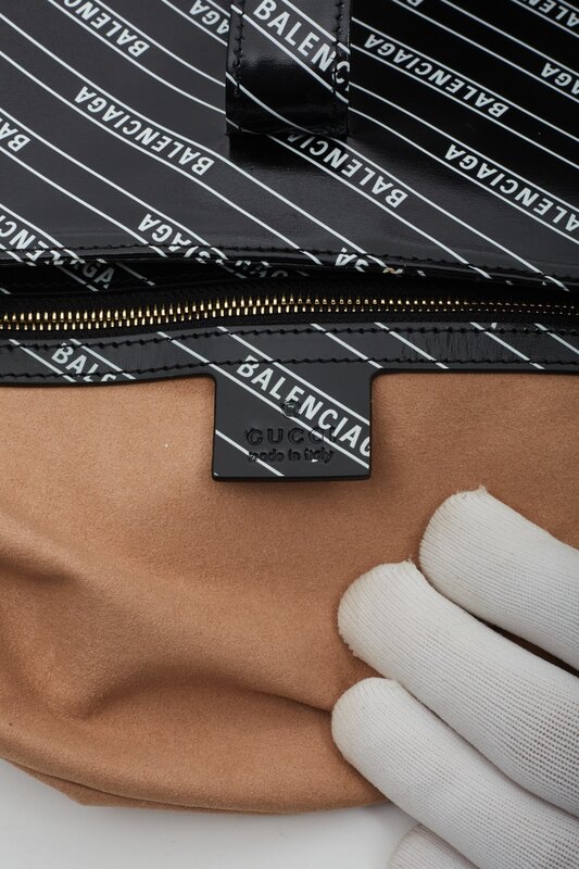 GUCCI X BALENCIAGA GUCCI X BALENCIAGA HACKER PROJECT BLACK LEATHER JACKIE SHOULDER BAG
