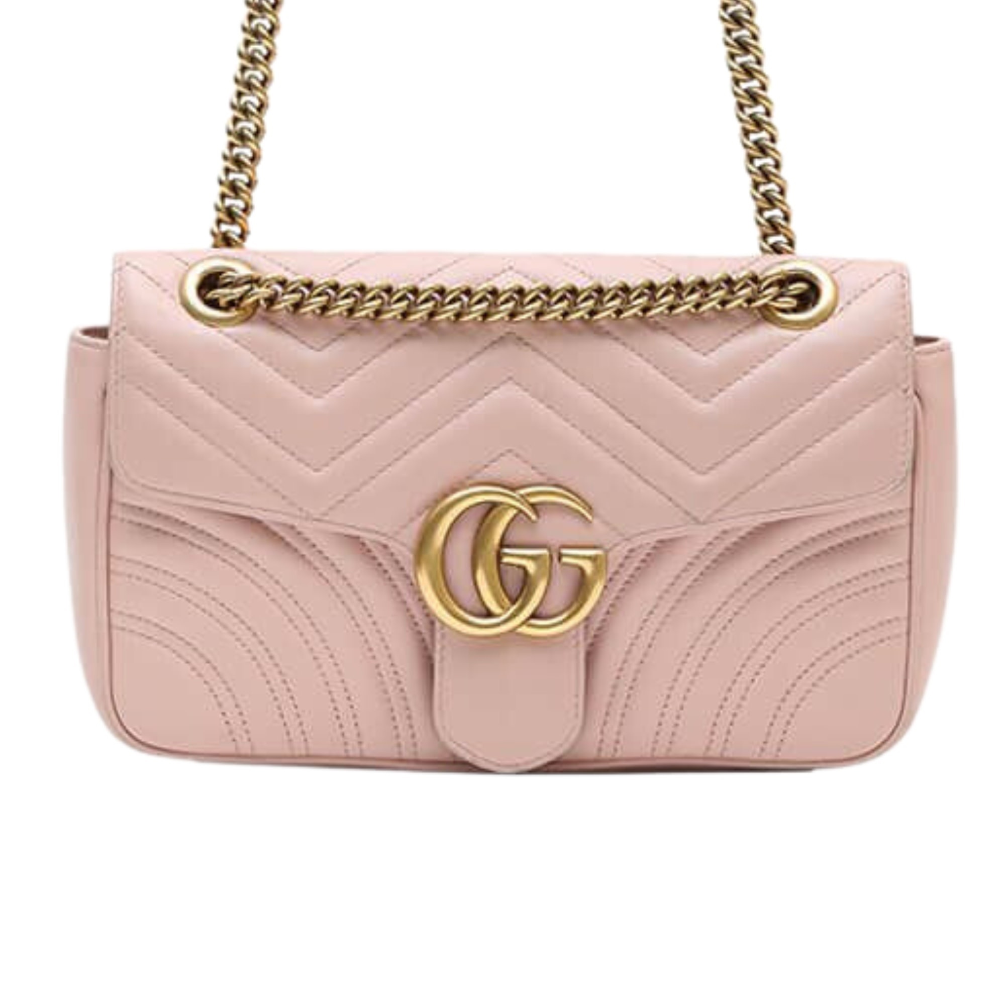 GUCCI GG MARMONT LEATHER SMALL SHOULDER BAG LIGHT PINK CRTBLNCHSHP
