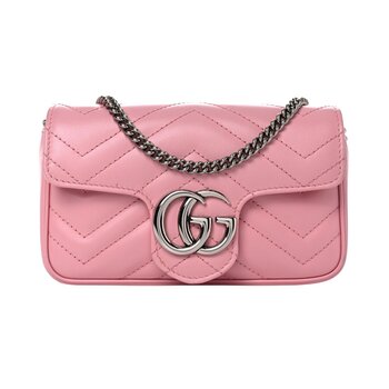 GUCCI GUCCI GG MARMONT LEATHER SUPER MINI SHOULDER BAG PINK/WILD ROSE