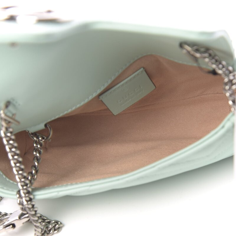 GUCCI GUCCI GG MARMONT LEATHER SUPER MINI SHOULDER BAG WATER GREEN