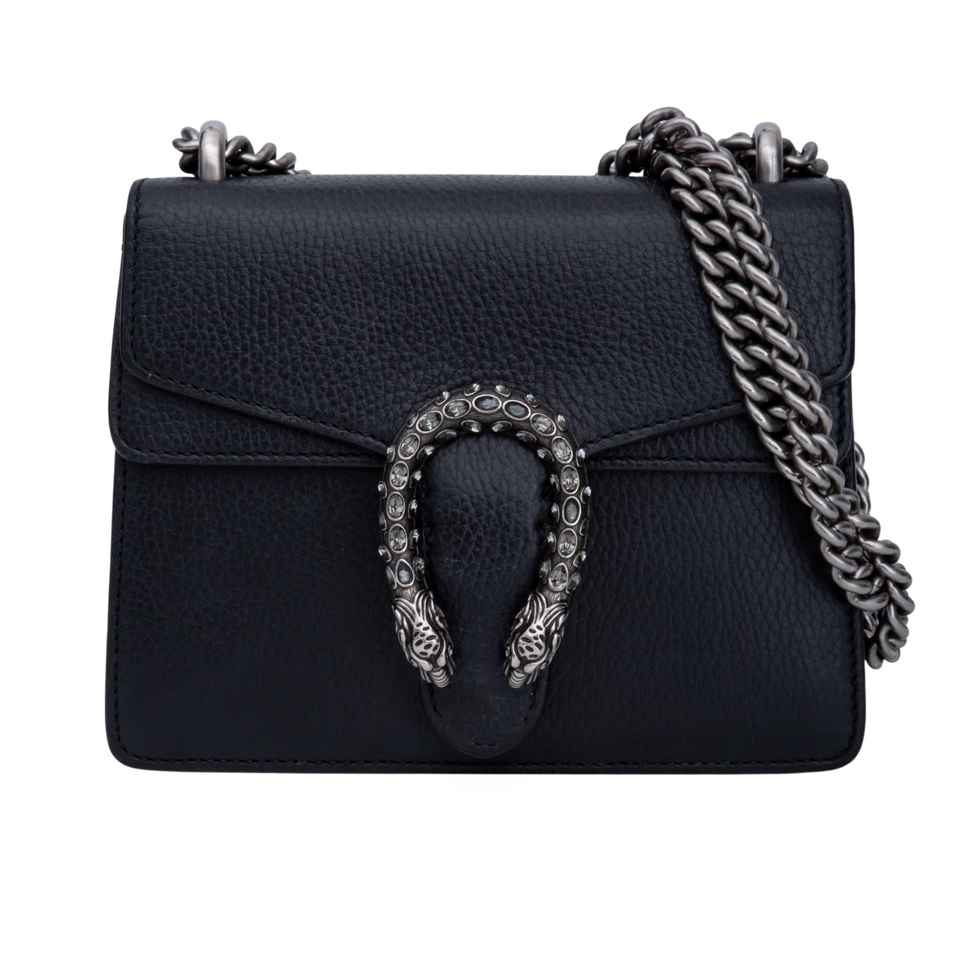 HANDBAG 19 IN BLACK CALFSKIN WITH CRYSTAL
