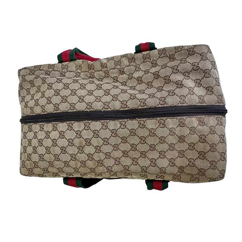 GUCCI VINTAGE MONOGRAM WEB HANDLES OVERNIGHT DUFFLE TRAVEL BAG (153240)