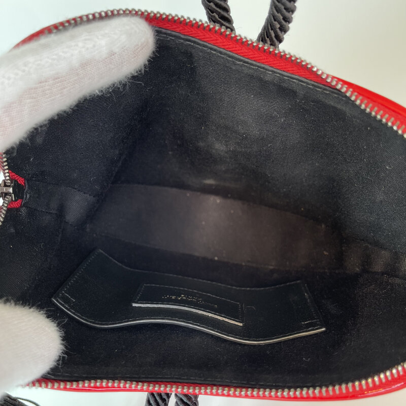 SAINT LAURENT SAINT LAURENT CROC EMBOSSED RED PATENT SAC COEUR HEART CLUTCH BAG