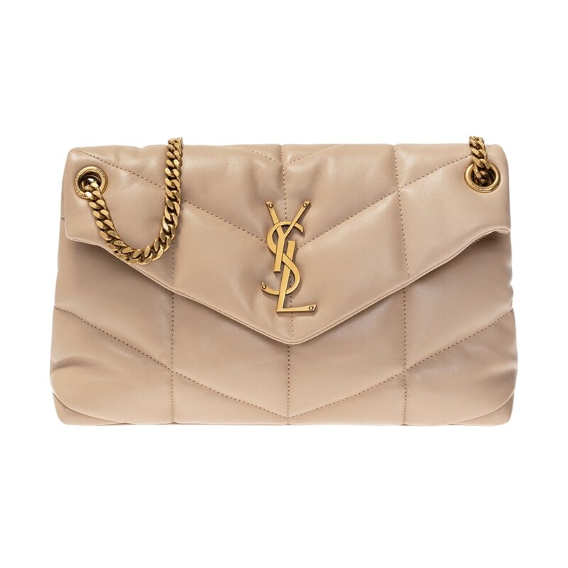 SAINT LAURENT SAINT LAURENT BEIGE LOULOU PUFFER SHOULDER BAG SMALL