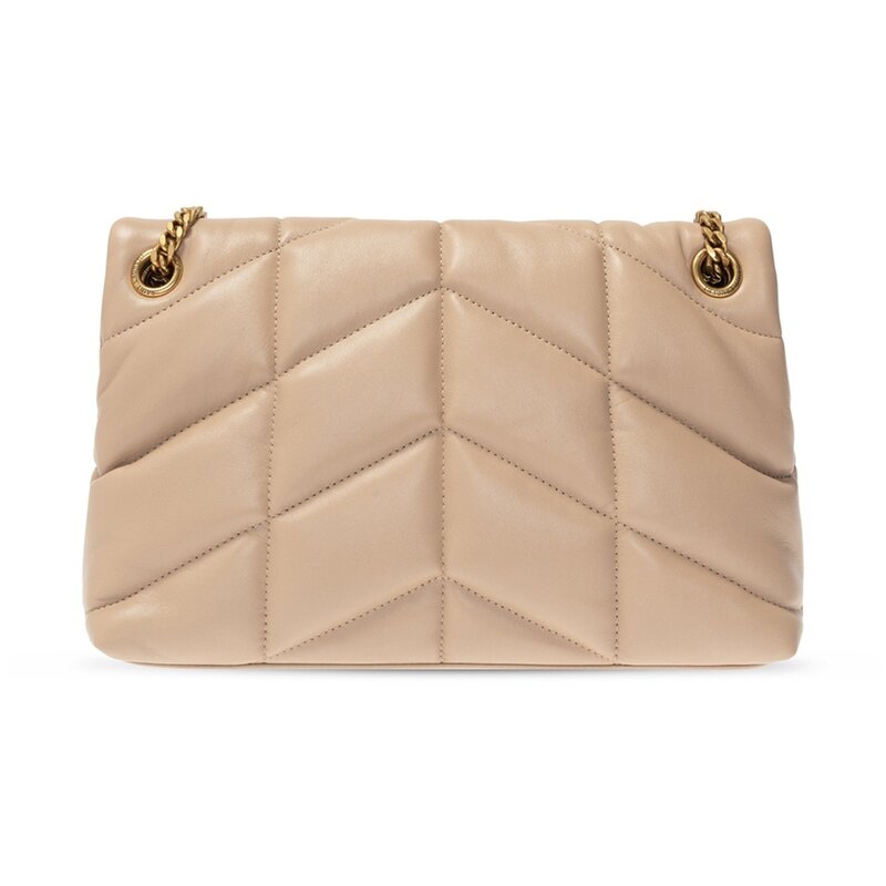 SAINT LAURENT SAINT LAURENT BEIGE LOULOU PUFFER SHOULDER BAG SMALL