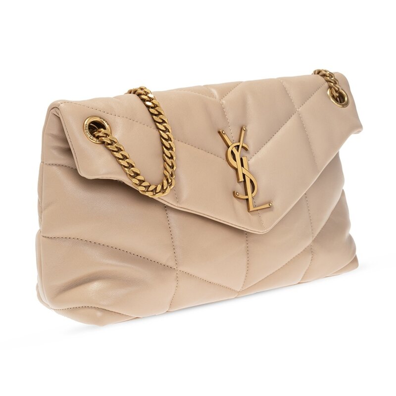SAINT LAURENT SAINT LAURENT BEIGE LOULOU PUFFER SHOULDER BAG SMALL