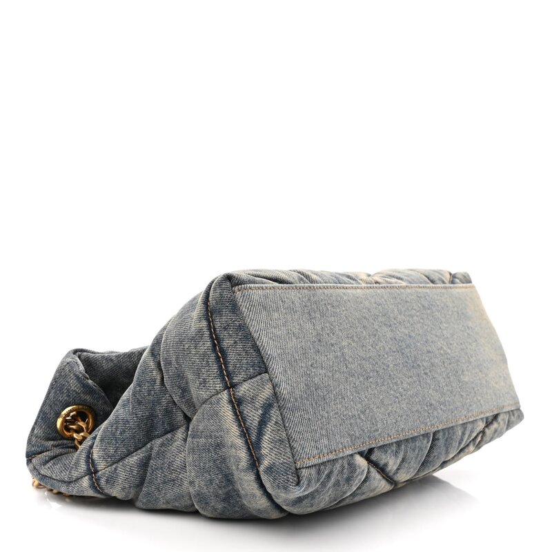 SAINT LAURENT SMALL DENIM LOULOU PUFFER SHOULDER BAG CRTBLNCHSHP