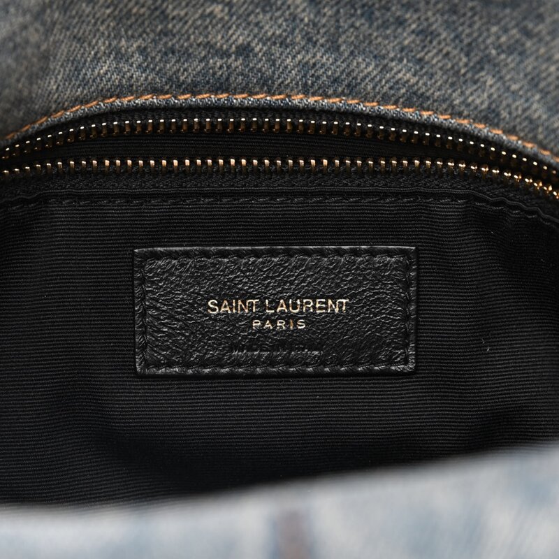 SAINT LAURENT SMALL DENIM LOULOU PUFFER SHOULDER BAG