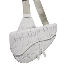 CHRISTIAN DIOR DIOR X DANIEL ARSHAM GRAINED CALFSKIN WHITE NEWSPAPER PRINT SADDLE BAG