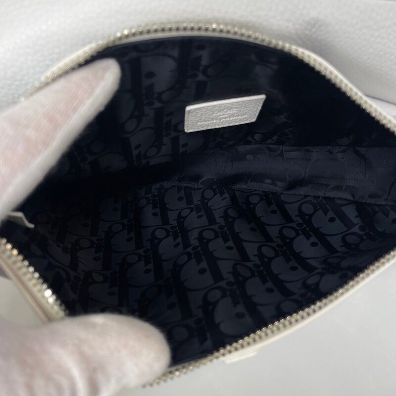 CHRISTIAN DIOR DIOR X DANIEL ARSHAM GRAINED CALFSKIN WHITE NEWSPAPER PRINT SADDLE BAG