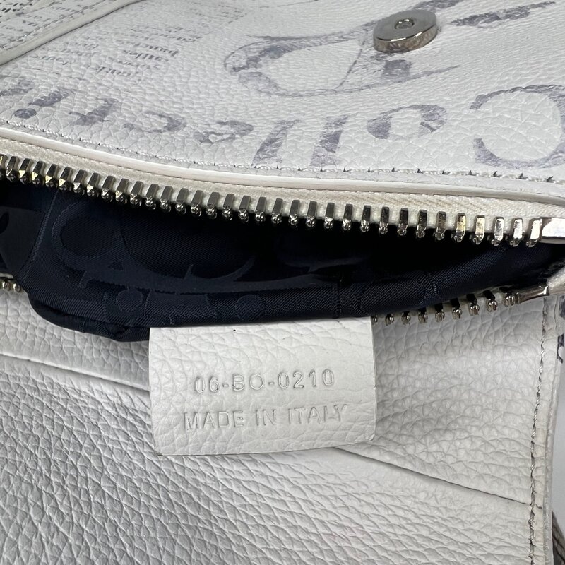 CHRISTIAN DIOR DIOR X DANIEL ARSHAM GRAINED CALFSKIN WHITE NEWSPAPER PRINT SADDLE BAG