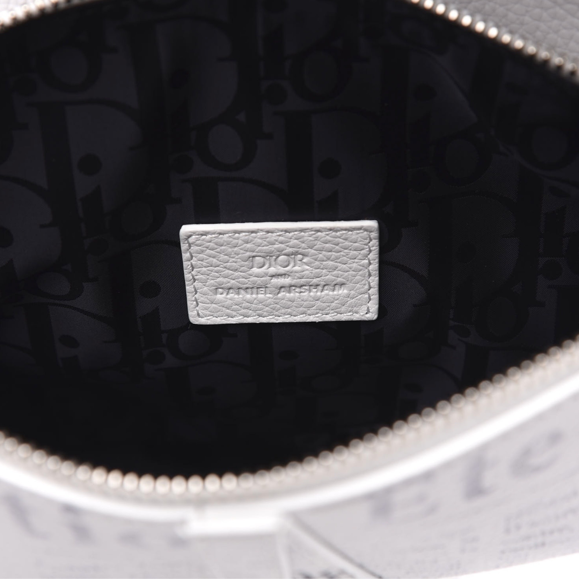 Dior x Daniel Arsham Wallet on Strap Newspaper Print White in Grained  Calfskin with Palladium-tone - US