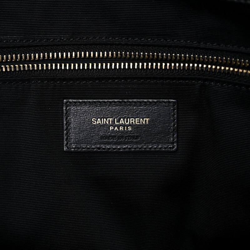 SAINT LAURENT LAMBSKIN BLACK QUILTED MAXI ICARE SHOPPING BAG TOTE 698651 - 0322