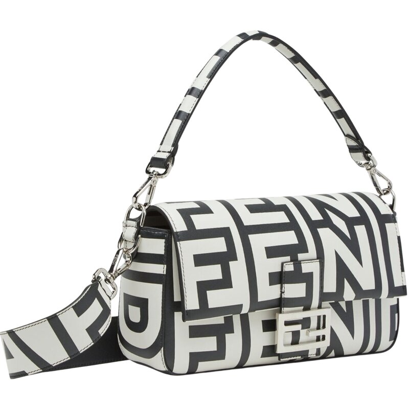 FENDI FENDI LOGO PRINTED MARC JACOBS LEATHER BAGUETTE BAG