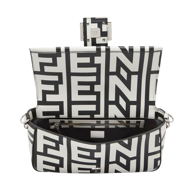 FENDI FENDI LOGO PRINTED MARC JACOBS LEATHER BAGUETTE BAG
