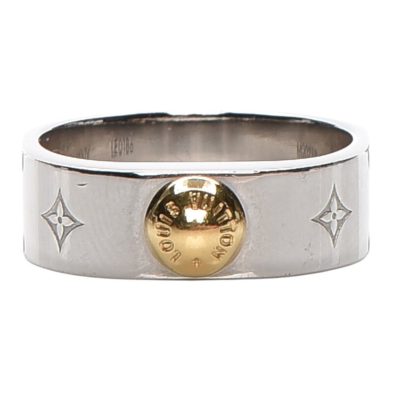 LOUIS VUITTON Brass Monogram Engraved Nanogram Ring S Gold 535795