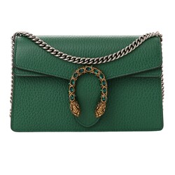 GUCCI GUCCI SUPER MINI DIONYSUS LEATHER GREEN BAG