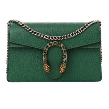 GUCCI GUCCI SUPER MINI DIONYSUS LEATHER GREEN BAG