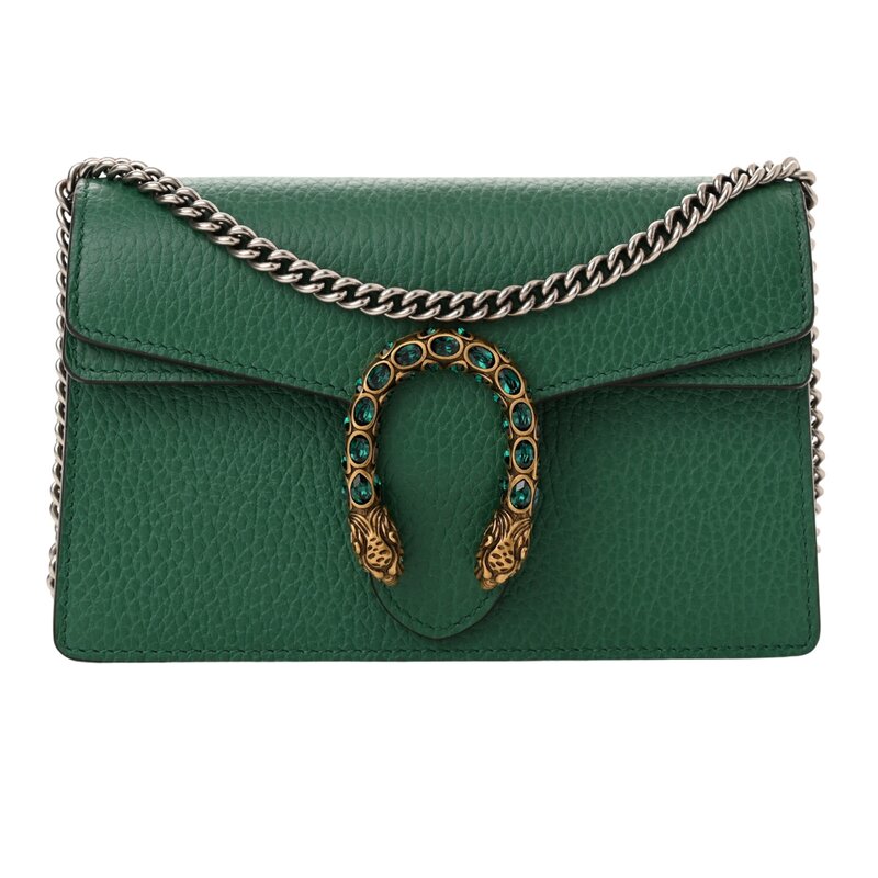 GUCCI GUCCI SUPER MINI DIONYSUS LEATHER GREEN BAG