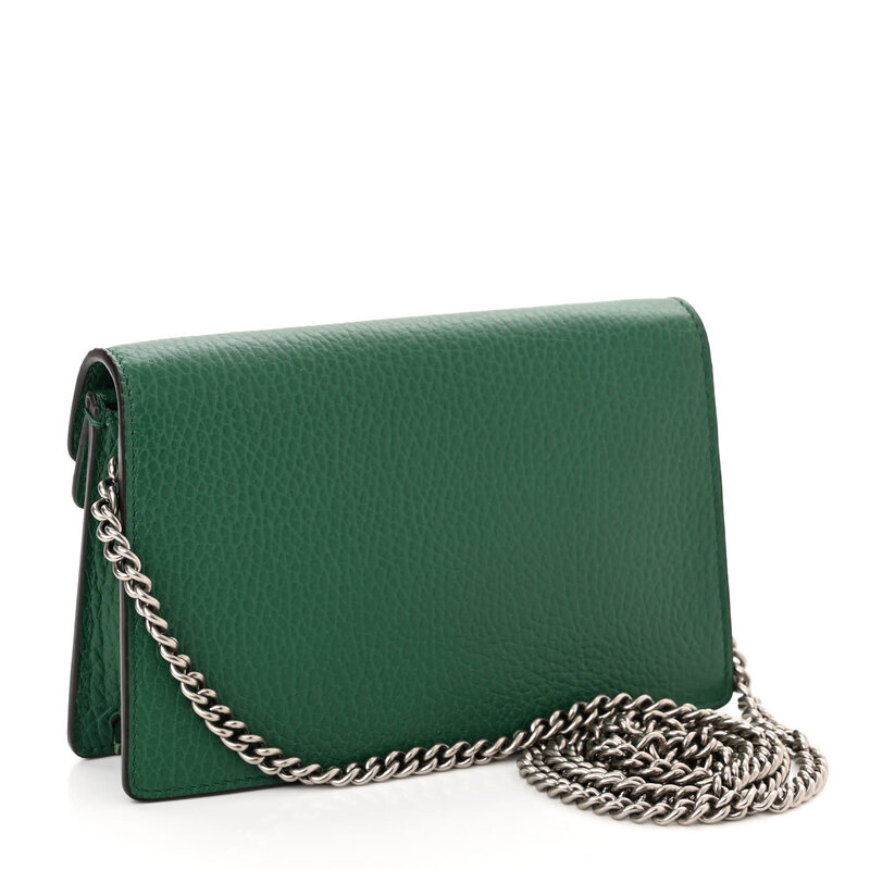 GUCCI SUPER MINI DIONYSUS LEATHER GREEN BAG