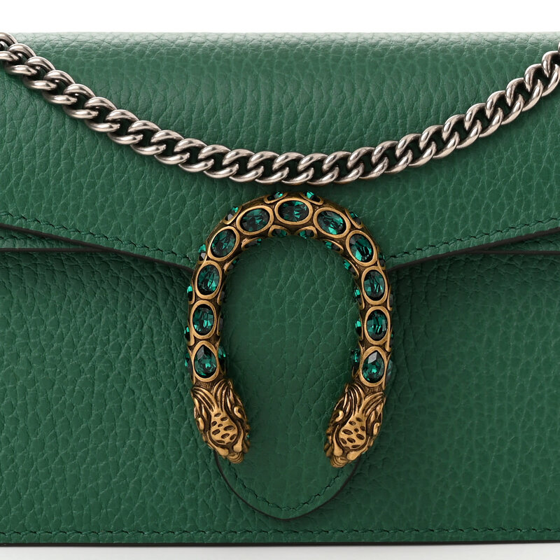 GUCCI GUCCI SUPER MINI DIONYSUS LEATHER GREEN BAG