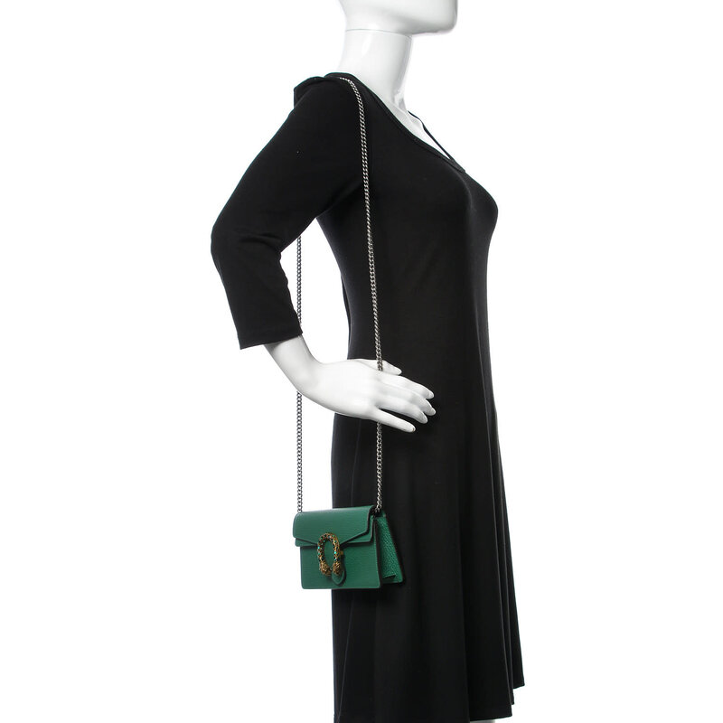 GUCCI GUCCI SUPER MINI DIONYSUS LEATHER GREEN BAG