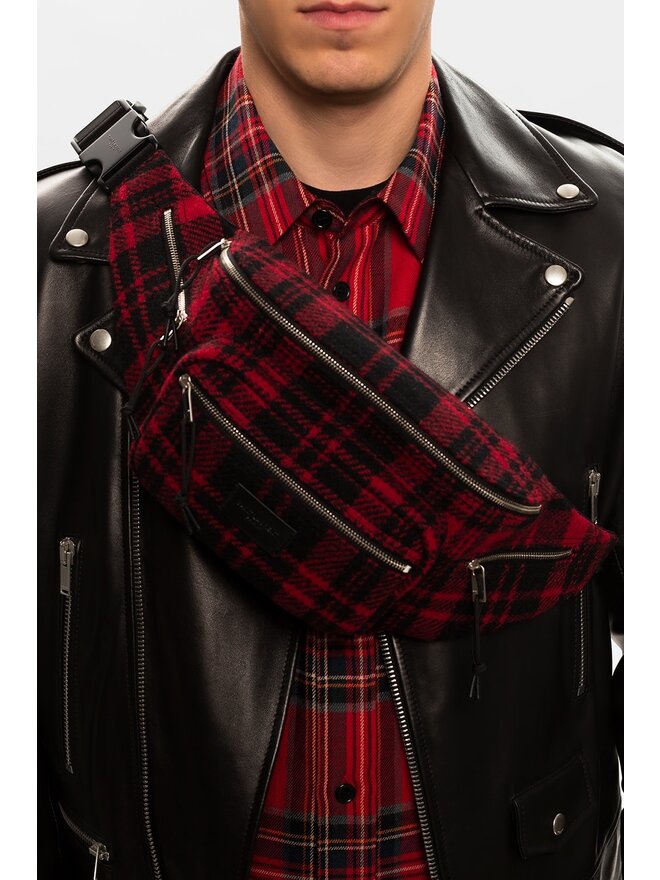 RED BLACK WOOL TARTAN NUXX BELT BAG - CRTBLNCHSHP