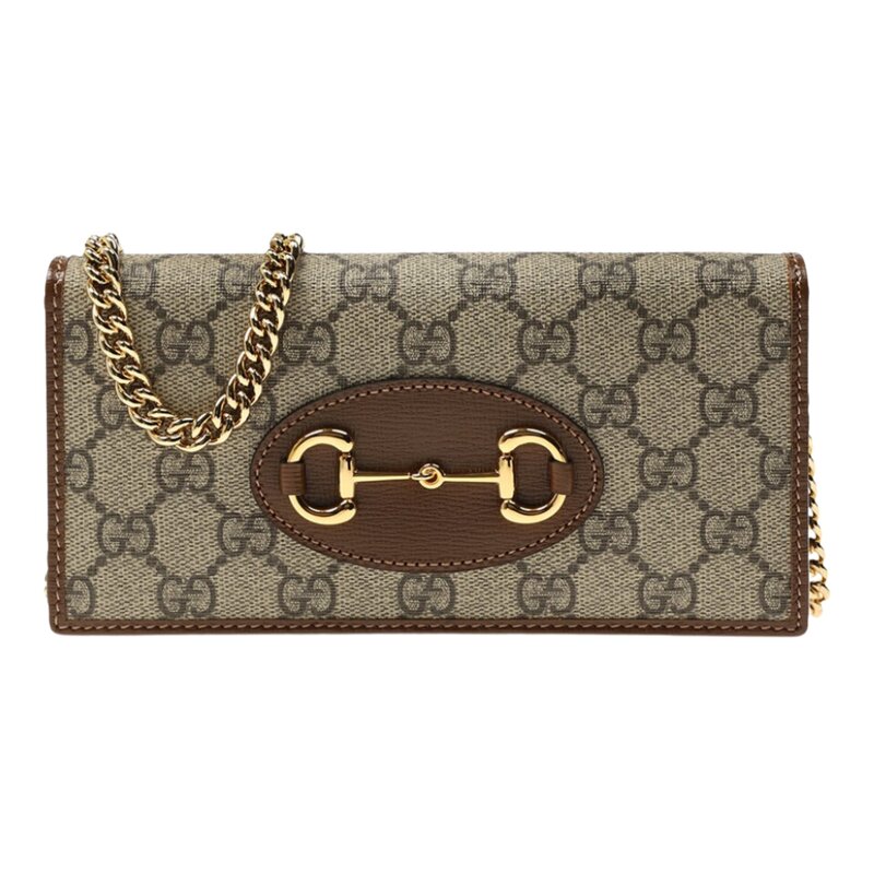 GUCCI GUCCI GG SUPREME 1955 HORSEBIT WALLET ON CHAIN