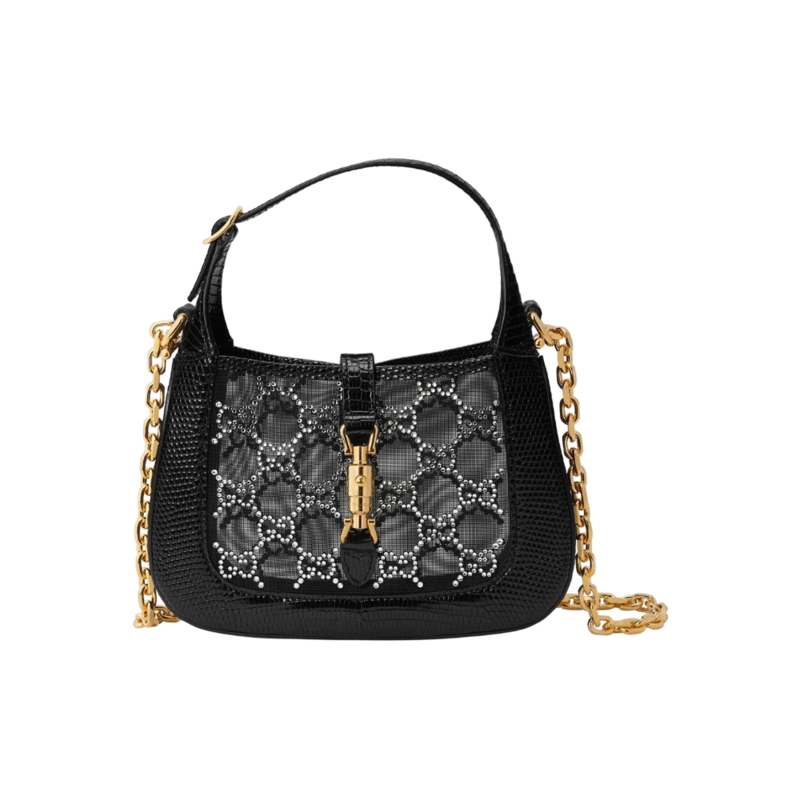GUCCI GUCCI CRYSTAL GG LIZARD JACKIE 1961 MINI BAG (677027)