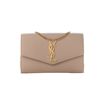 SAINT LAURENT SAINT LAURENT GRAIN DE POUDRE BEIGE UPTOWN CHAIN WALLET BAG