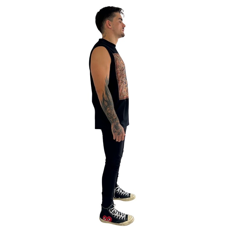 GIVENCHY GIVENCHY PAISLEY PRINT CREW NECK T-SHIRT TANK TOP (XS)