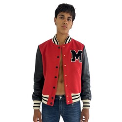 MOSCHINO MOSCHINO JEREMY SCOTT COUTURE LEATHER VARSITY JACKET (SIIZE 10 US)
