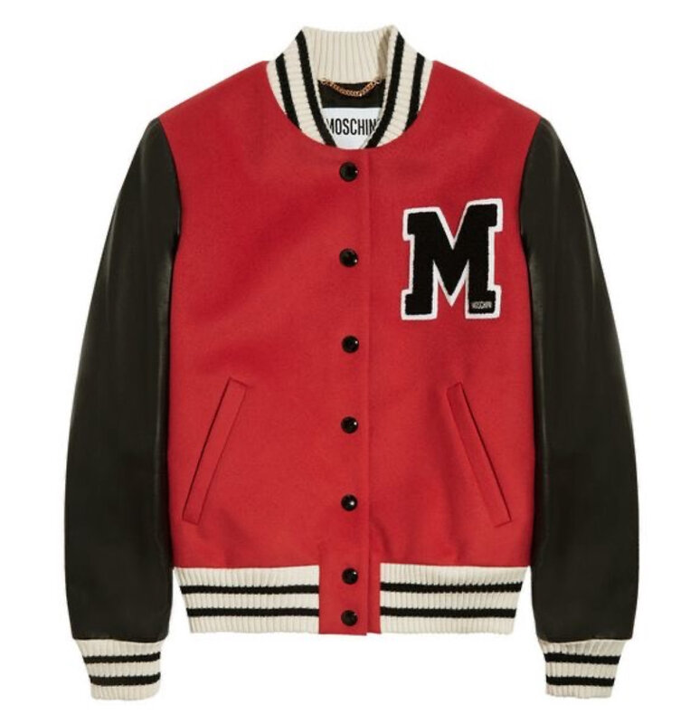 MOSCHINO JEREMY SCOTT COUTURE LEATHER VARSITY JACKET (SIIZE 10 US)