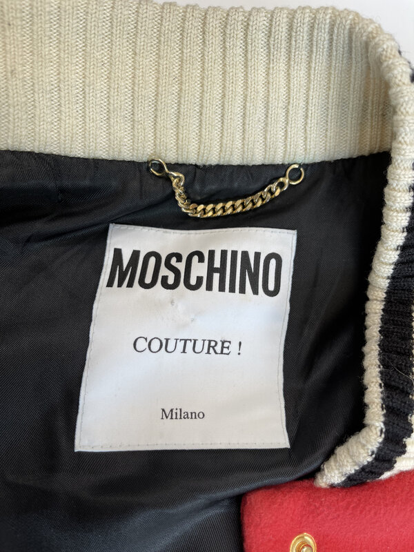 MOSCHINO MOSCHINO JEREMY SCOTT COUTURE LEATHER VARSITY JACKET (SIIZE 10 US)