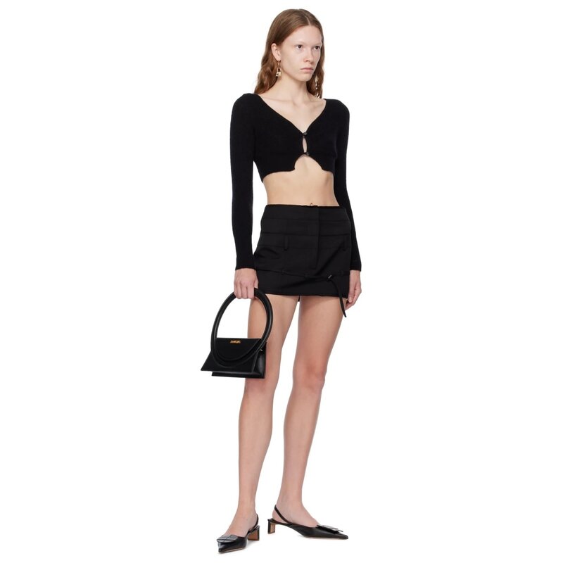 JACQUEMUS JACQUEMUS BLACK LE PAPIER LE SAC ROND SHOULDER BAG