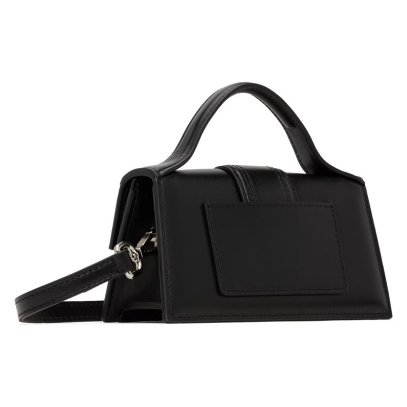 JACQUEMUS LE BAMBINO BLACK LEATHER CLUTCH BAG SILVER HARDWARE