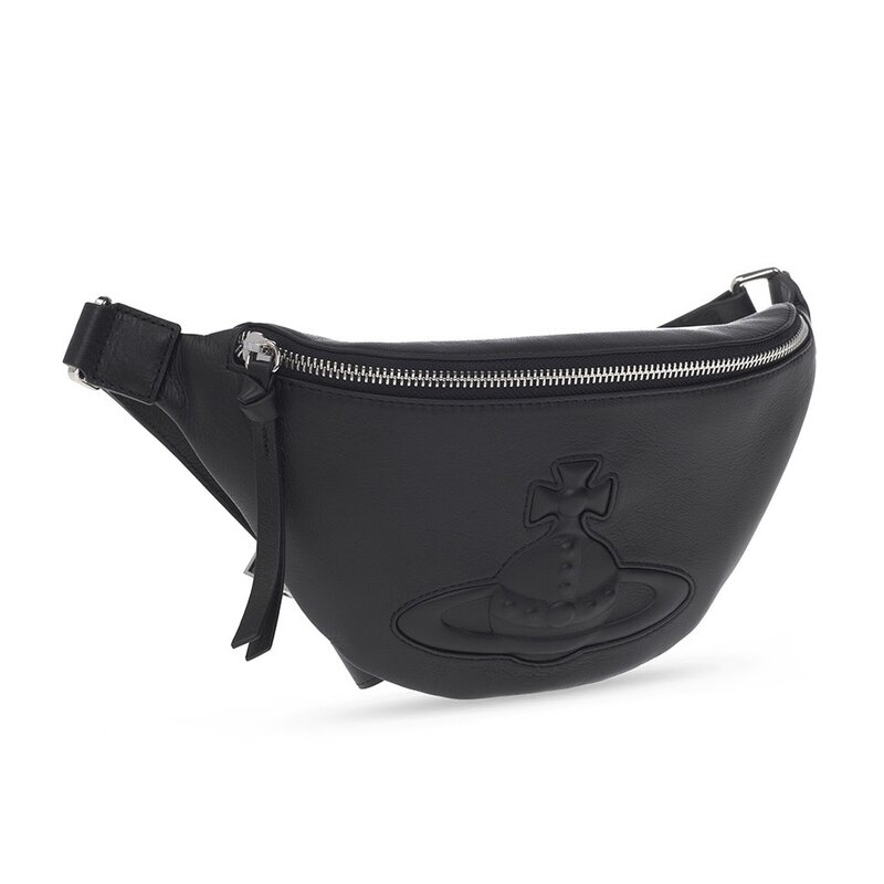 VIVIENNE WESTWOOD BLACK LEATHER HILDA SMALL BELT BAG