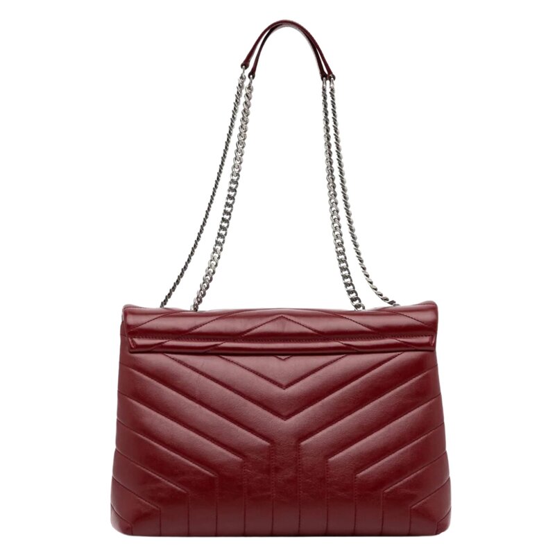 SAINT LAURENT SAINT LAURENT DARK RED LEATHER LOULOU MONOGRAM CHAIN BAG MEDIUM