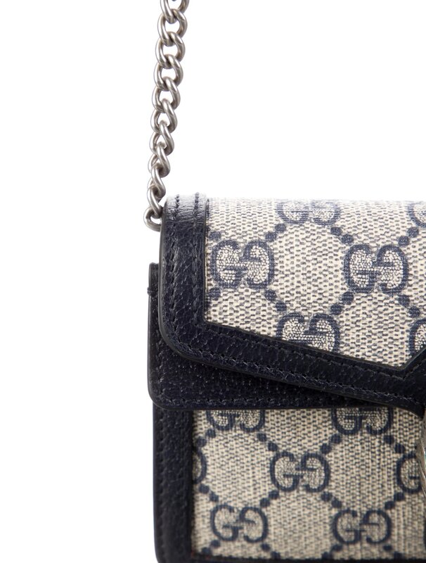 GUCCI GUCCI SUPER MINI DIONYSUS GG SUPREME NAVY BLUE BAG
